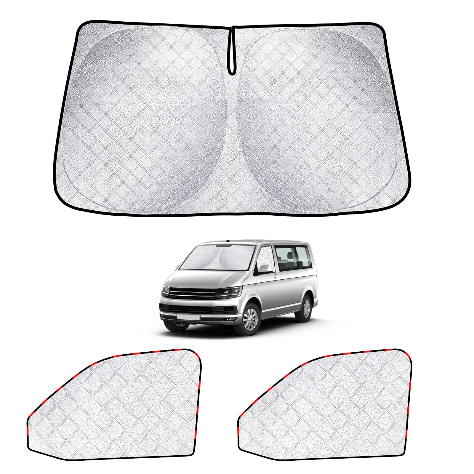 Sonnenschutz Für VW T5 T6 Frontscheibe, Magnetische Frontseitenscheiben | Für VW T5/T6 Camper 3er-Pack, Magnetische Seitenfenster, Verdunkelung & Privatsphäre, UV-Schutz, Ideal für Reisen