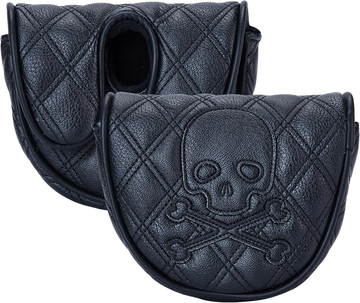 Golf Club Skeleton Mallet Putter Cover Magnetic Closure Skull and Crossbones Fits for OZ1 MEZZ1 MEZZ1 MAX Putters Center Shaft Synthetic PU Leather Headcover