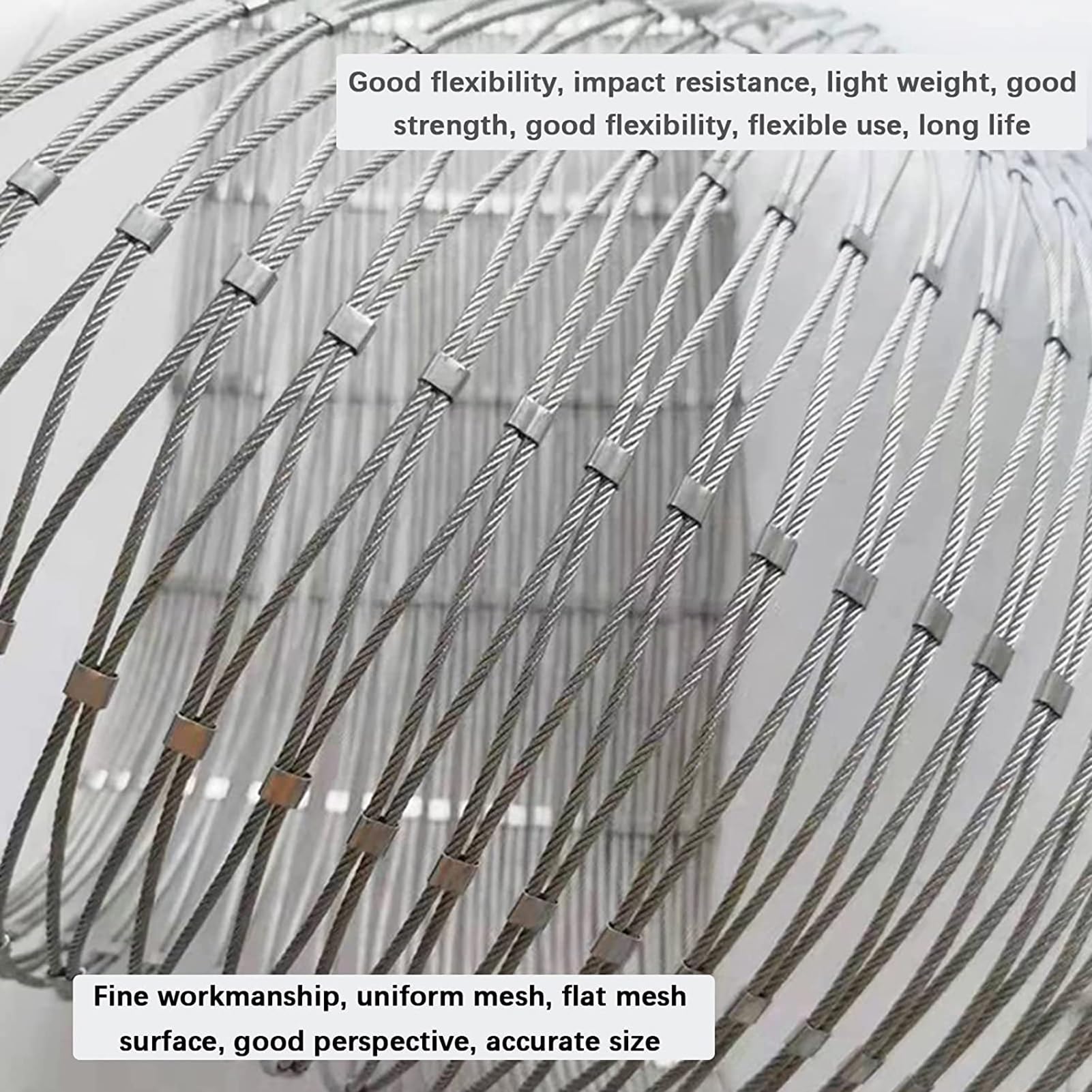 304 Edelstahl-Seilnetz, Flexibles Seil-Geländer-Netz, 5cm/2mm Sicherheitsnetz, Geflügelzuchtnetz, Sicherheitsnetze für Geländer(1.5x5m)