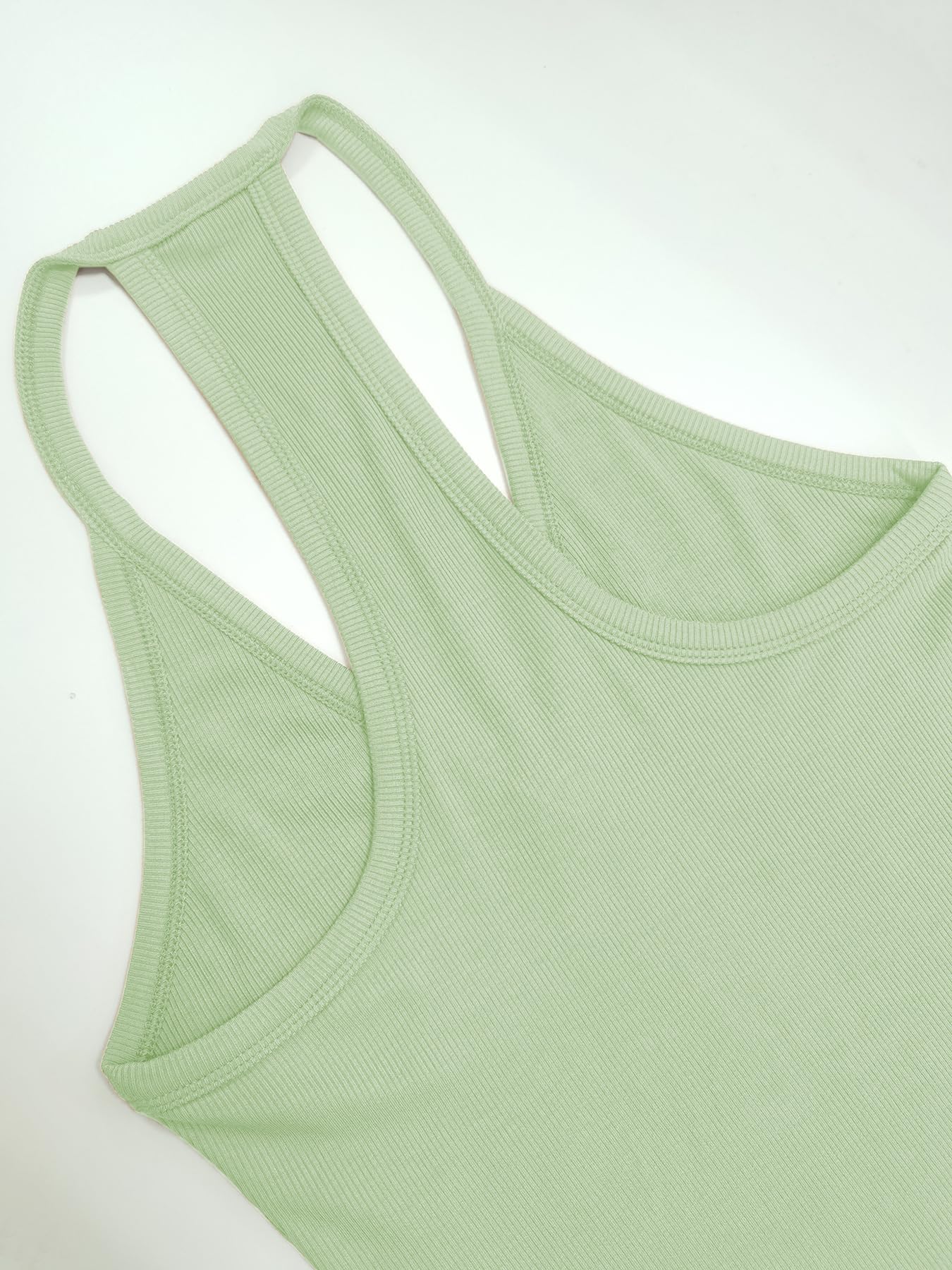 iGENJUN Workout Tops for Women Racerback Basic Tank Summer 2026 Camisole V Neck Slim Fit Ribbed Sleeveless: Large Mint Green