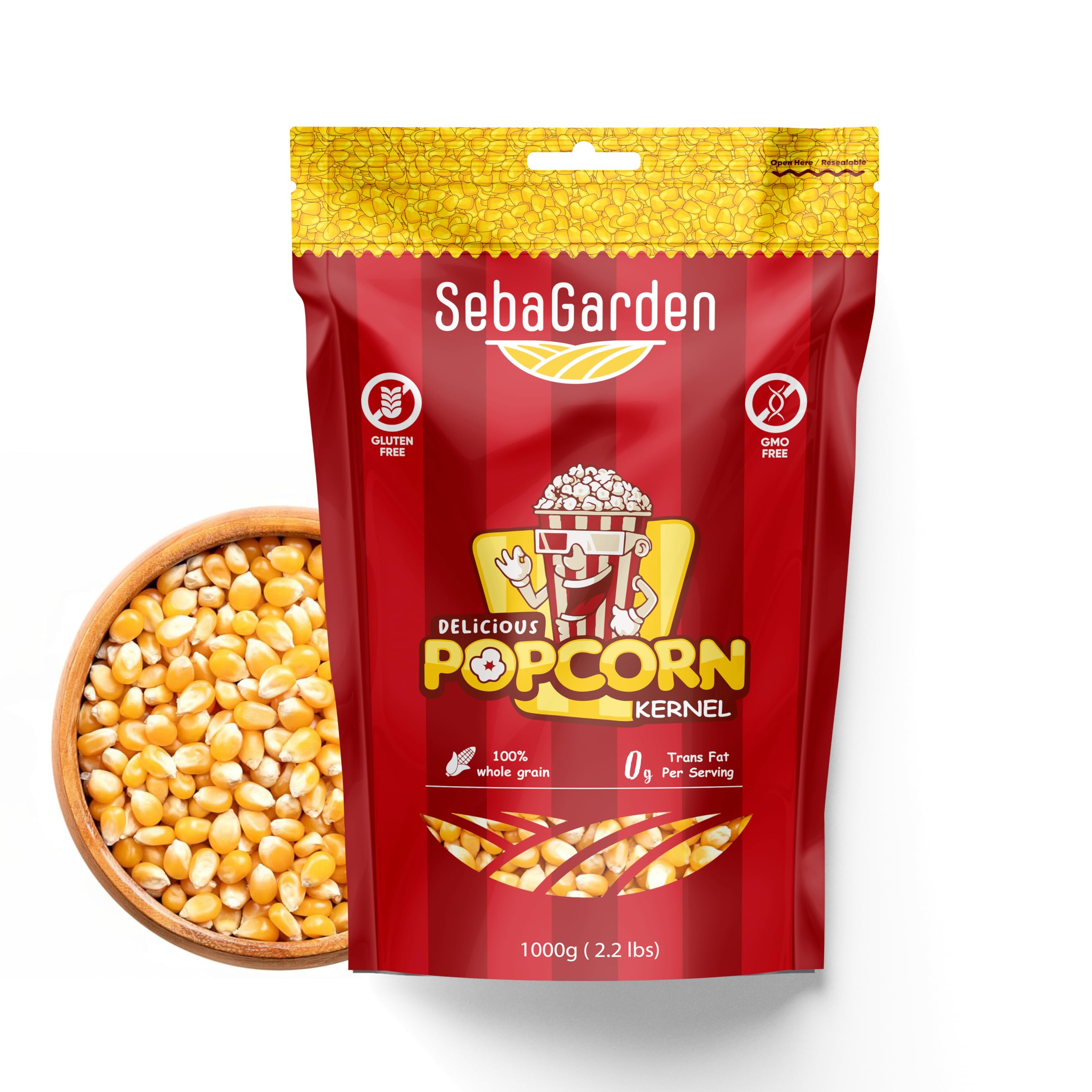 Popcorn Kernels (1 kg) | Vegetarian, Gluten-Free, Healthy Snack | GMO Free, Resealable Ziplock Bag | Perfect for Family, Friends & Date Nights | From Turkey