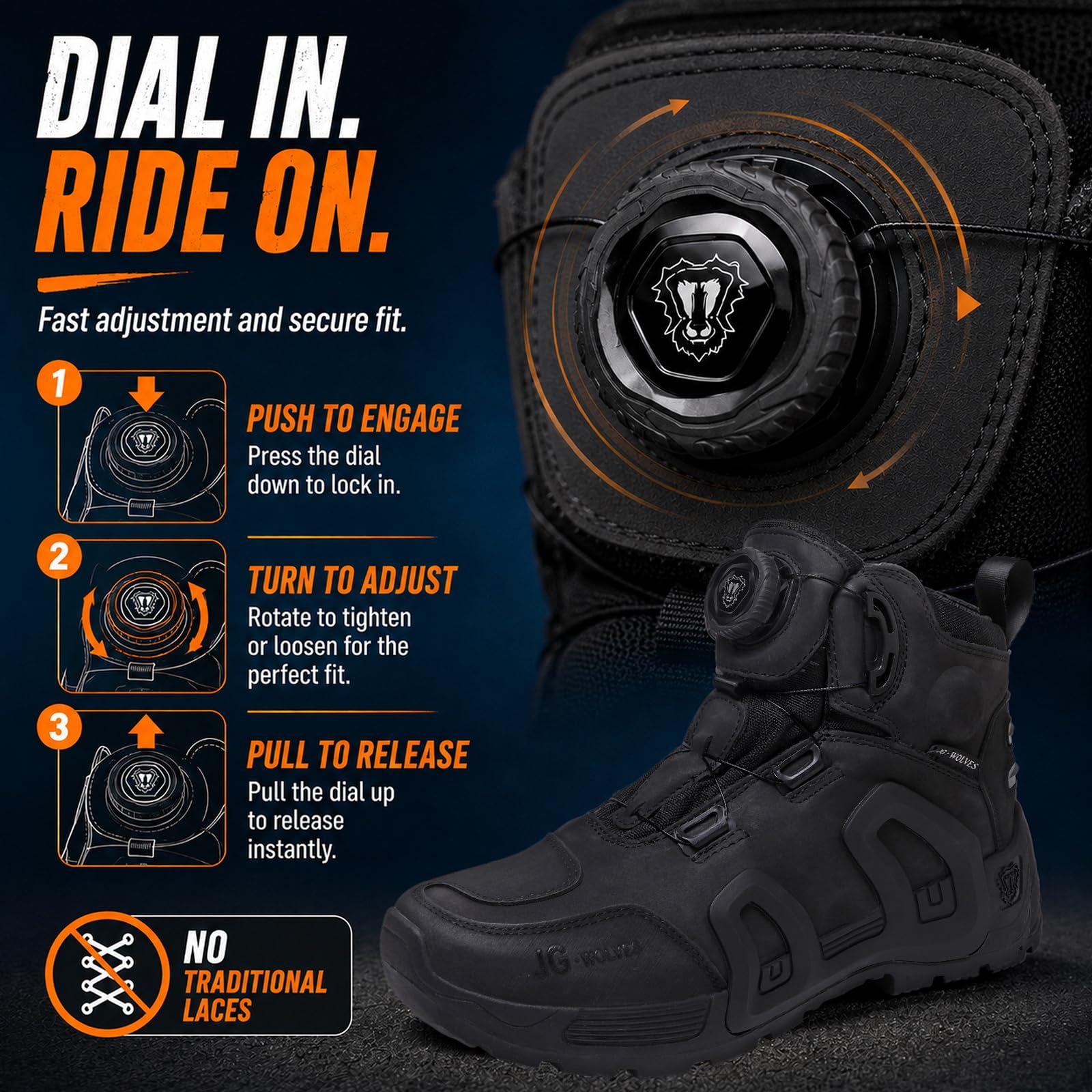 Scarpe da Moto Uomo Impermeabili Neri in Pelle con Protezione TPU