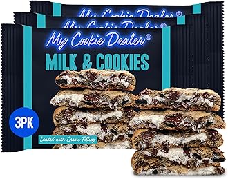 Soft Baked Cookies, Milk & Cookies (3-Pack, 4oz Cookie) - Cookie Batter with Chocolate Chips & Chunks, filled with Vanilla Creme - Individually Wrapped Travel Snacks