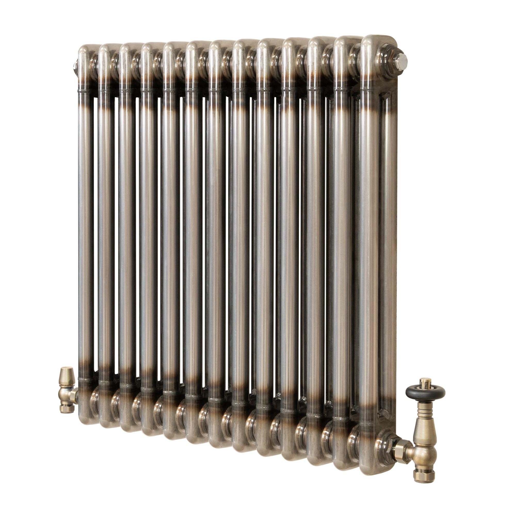 Monstershop Unisex Silver Traditional 2 Column Radiator & Valves - 600 X 605Mm - Raw Metal In