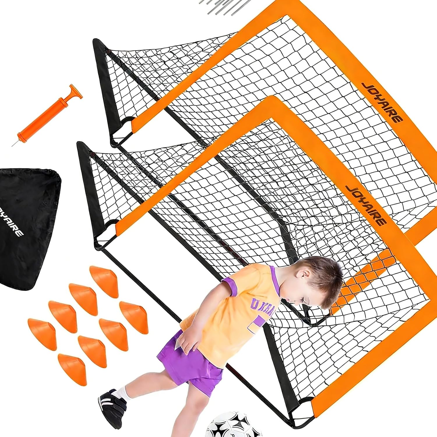 Comprehensive Soccer Training for Ages 3 to 14 Including Goal Ball Pumps for Skill Improvement Foldable Football Goal
