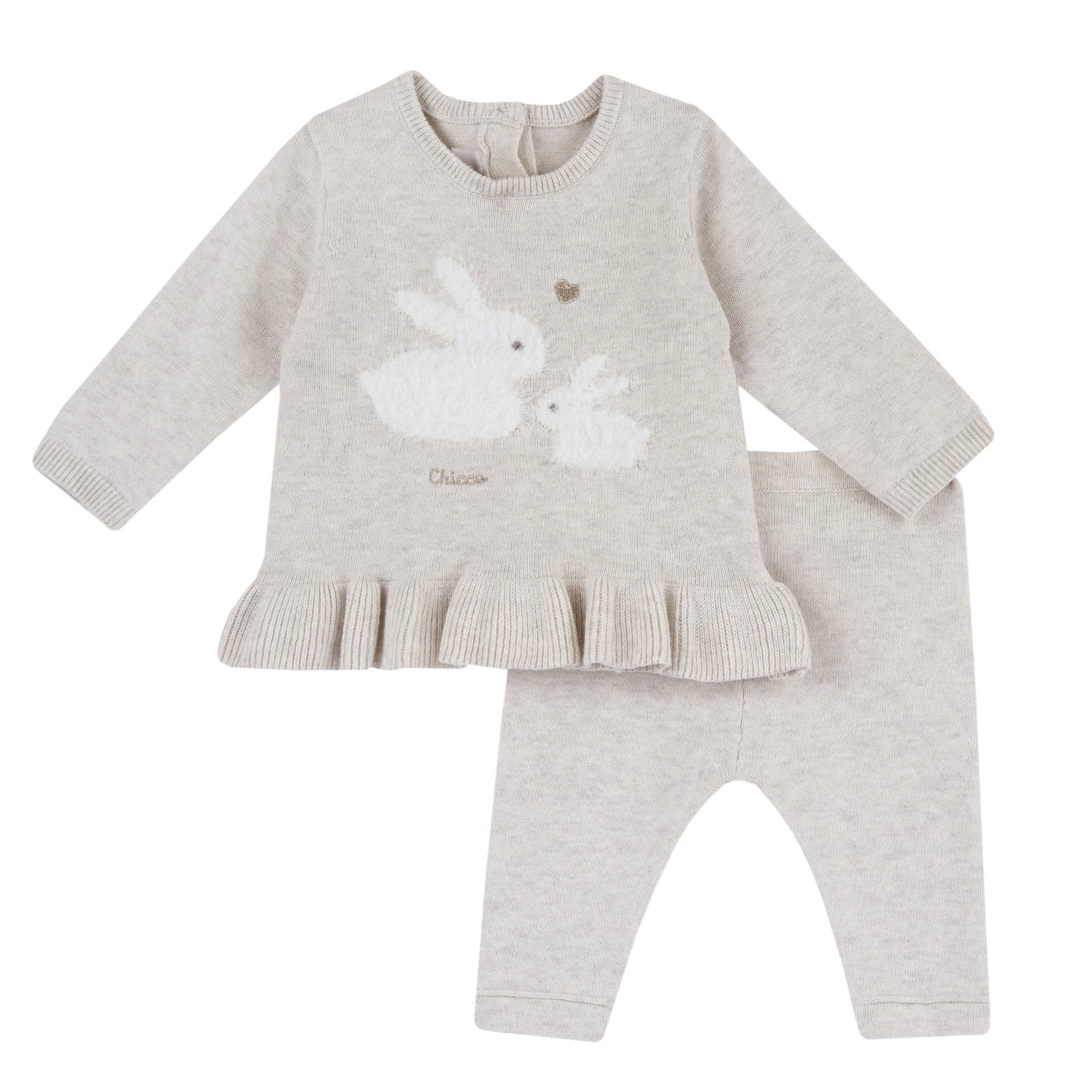 Chicco, Baby-Set für Neugeborene, Oberteil und Hose, Beige