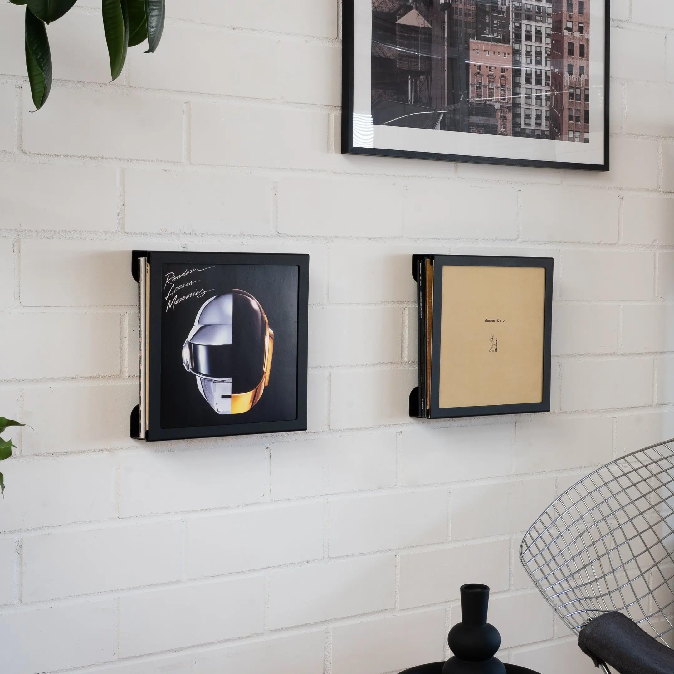 FLATE Soporte de pared para discos de vinilo de 12 pulgadas, color negro, 408