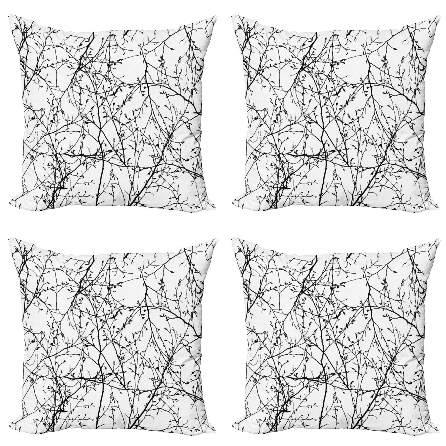 ABAKUHAUS Lake Forest Set 4 Federe Per Cuscini 45x45 Cm - Paesaggio Montagna E Cervo - Stampa Digitale Fronte/retro