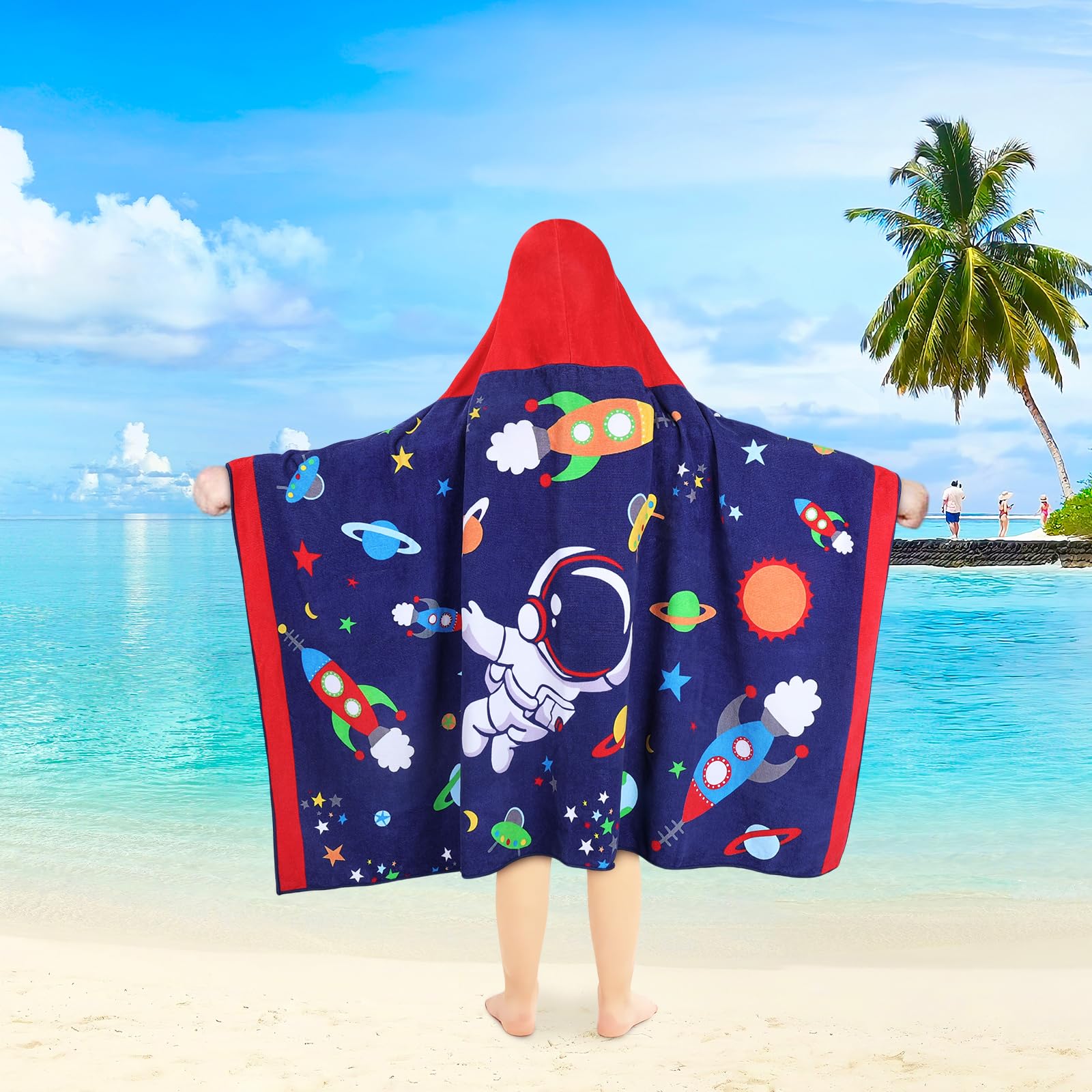 Poncho Da Bagno Bambini 100% Cotone - Asciugamano Con Cappuccio, Morbido E Assorbente
