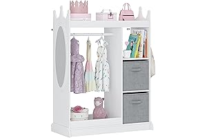 UTEX Kids Costume Rack Play Armoire with Mirror and Closet for Dress Up
