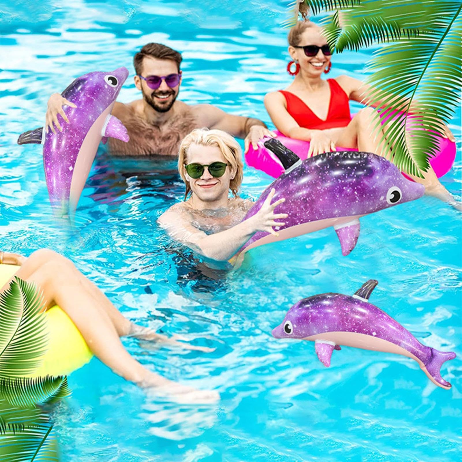 Dauphin Gonflable étoilé Violet – 84x30 Cm, PVC 0.15mm, Pour Piscine, Plage, Décoration (flotteur Ludique)