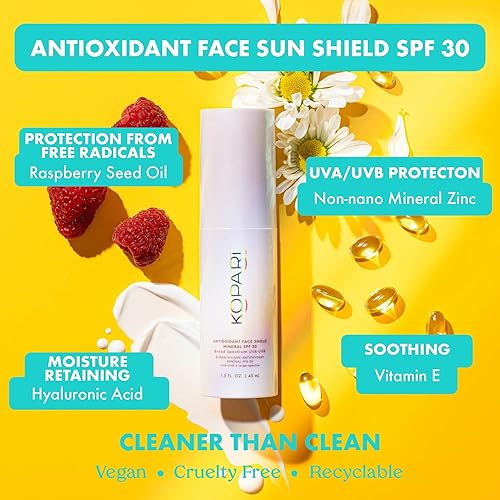 Miniatura 3 de Kopari Protector facial antioxidante mineral SPF 30, textura ligera y transparente con acabado húmedo, sin fundición blanca con ácido hialurónico