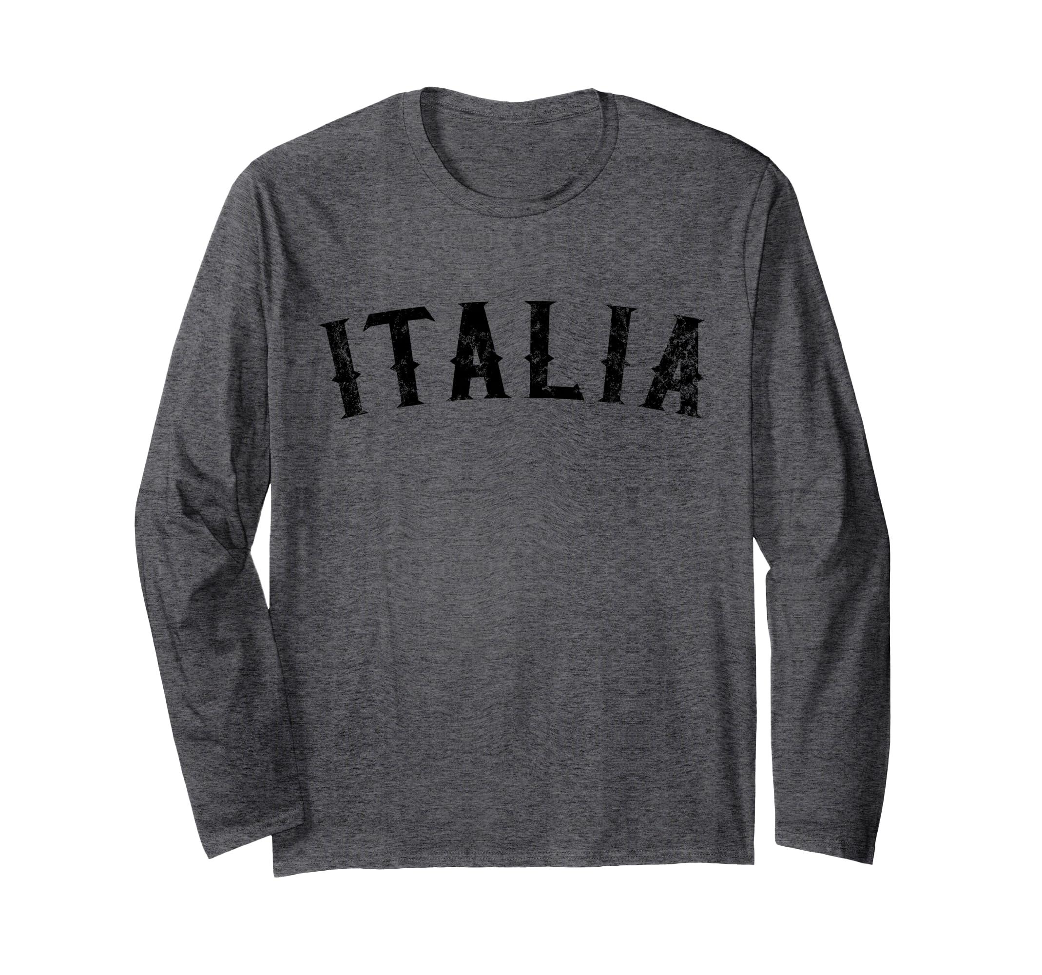 Vintage Italia Distressed Black Text Italy Apparel Long Sleeve T-Shirt