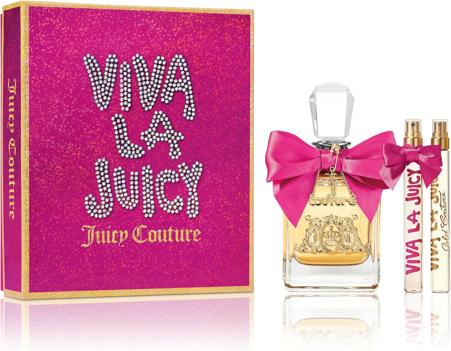 Juicy Couture Viva La Juicy 100 ml, Three Piece Eau de Parfum Spray Gift Set for Women, Floral and Fruit Fragrance, Luxury Perfume, Gift for Women Juicy Couture Viva La Juicy 100 ml, Three Piece Eau de Parfum Spray Gift Set for Women, Floral and Fruit Fragrance, Luxury Perfume, Gift for Women