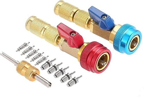 Aupoko Instalador de removedor rápido de núcleo de válvula R134A, kit de herramientas de extracción de núcleo de válvula de alta presión para