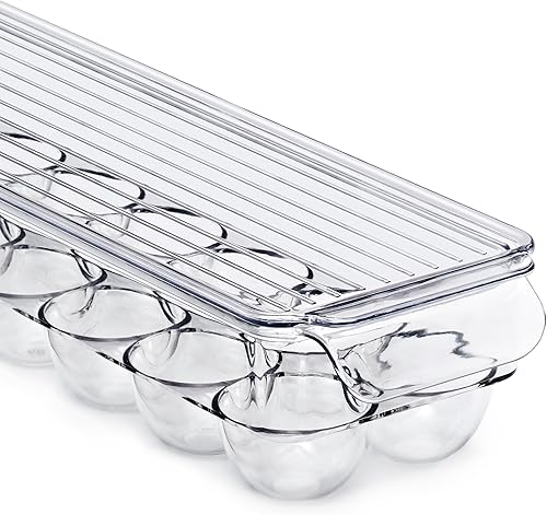 Miniatura 8 de Sorbus Organizador de latas de soda para refrigerador y soporte para huevos para refrigerador, 4 dispensadores apilables con capacidad para 12 latas