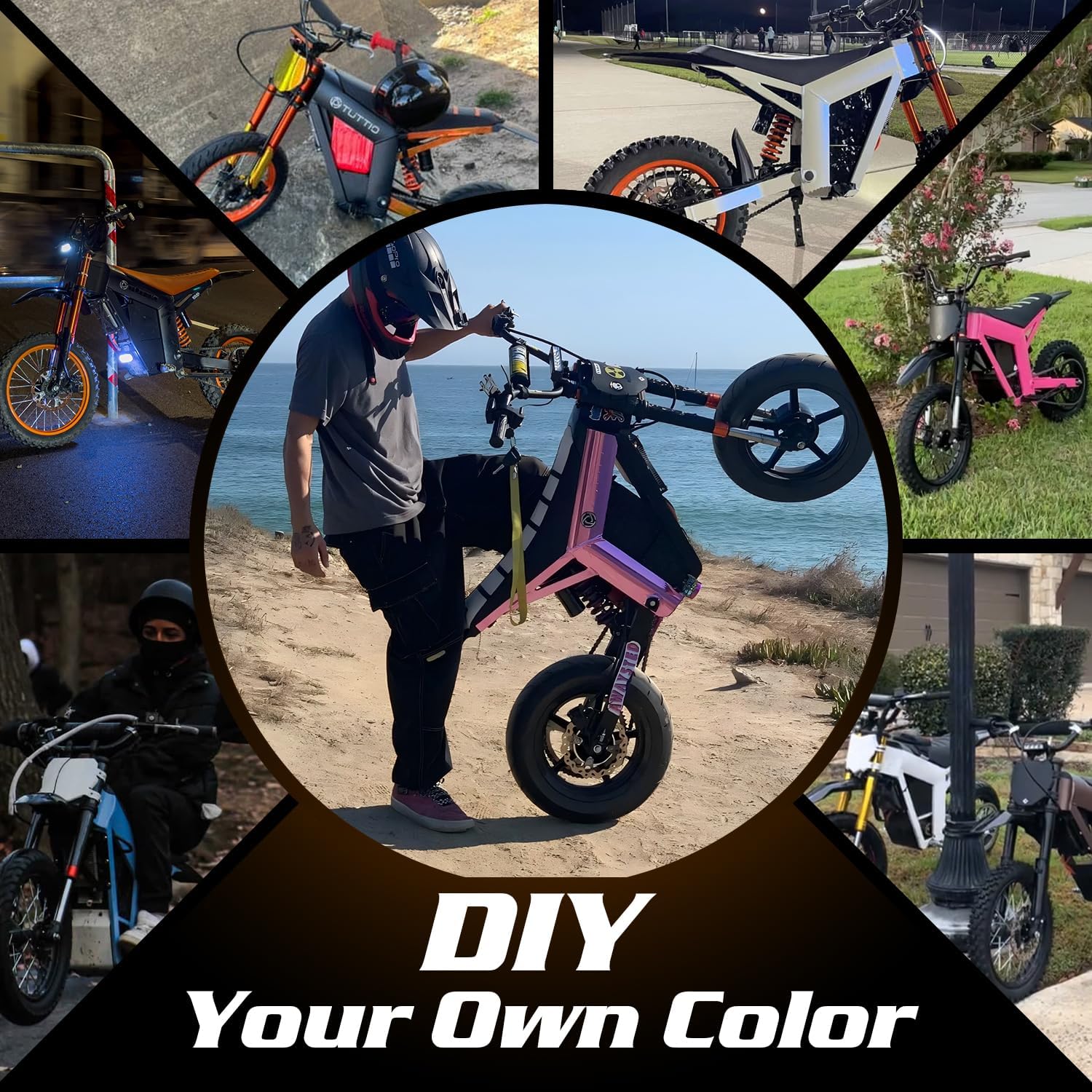 Tuttio Soleil01 / Soleil01-LO Electric Dirt Bike for Teens Adults, 3000W Mid-Drive E-Motorcycle 37MPH 48V 21Ah Battery, 14"/12" Off-Road E-Bike with Full Hydraulic Brakes & Suspensions for Mountain