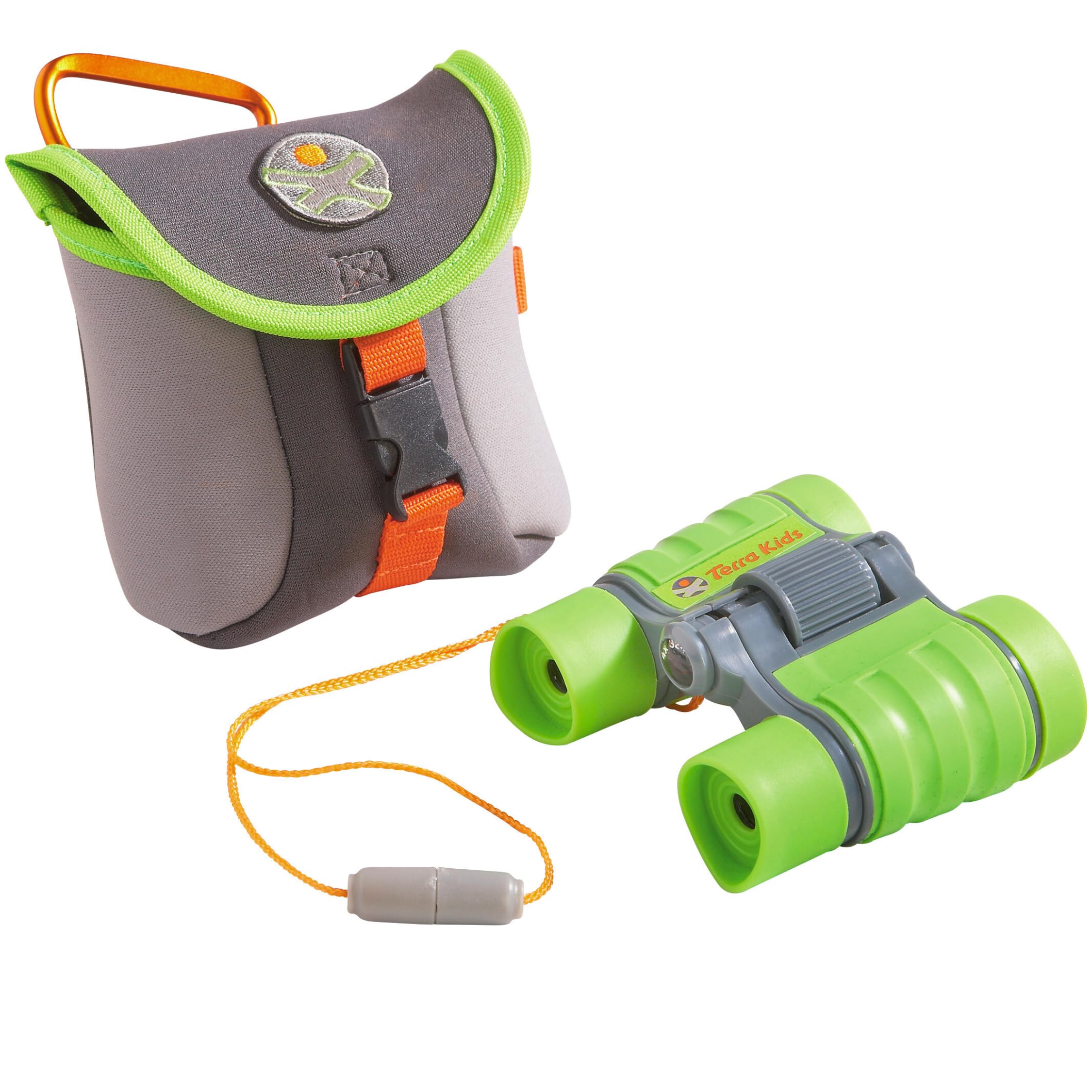 HABA Terra Kids Kinderfernglas Set – Robustes Outdoor Fernglas für Kinder, 4X Vergrößerung – Naturforscher Set inkl. Tasche & Wissenskarten – Geschenk für Kinder 4-8 Jahre