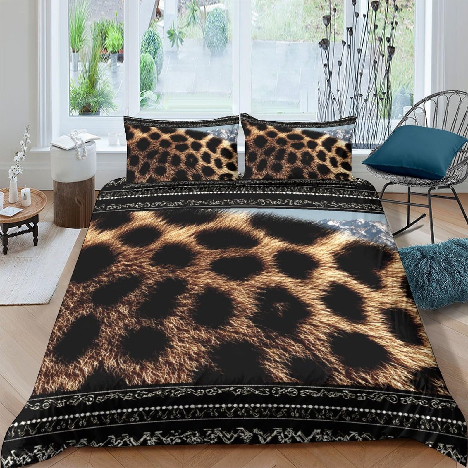 Ctjqhvkz Style-5 3D Printed Leopard Pattern Fitted Sheet Microfiber Soft Animal Skin Bed Cover For Bedroom Dorm Mattress Protection Decor Single（135X200cm）
