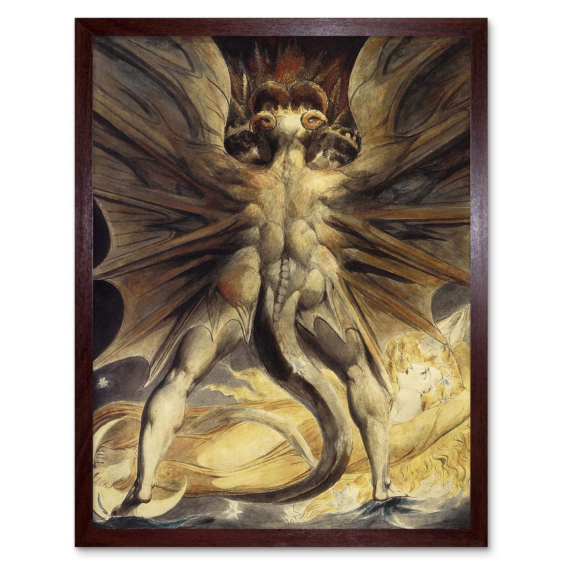 Art William Blake Red Dragon tableau encadré 30x41 cm de Wee Blue Coo pour salon