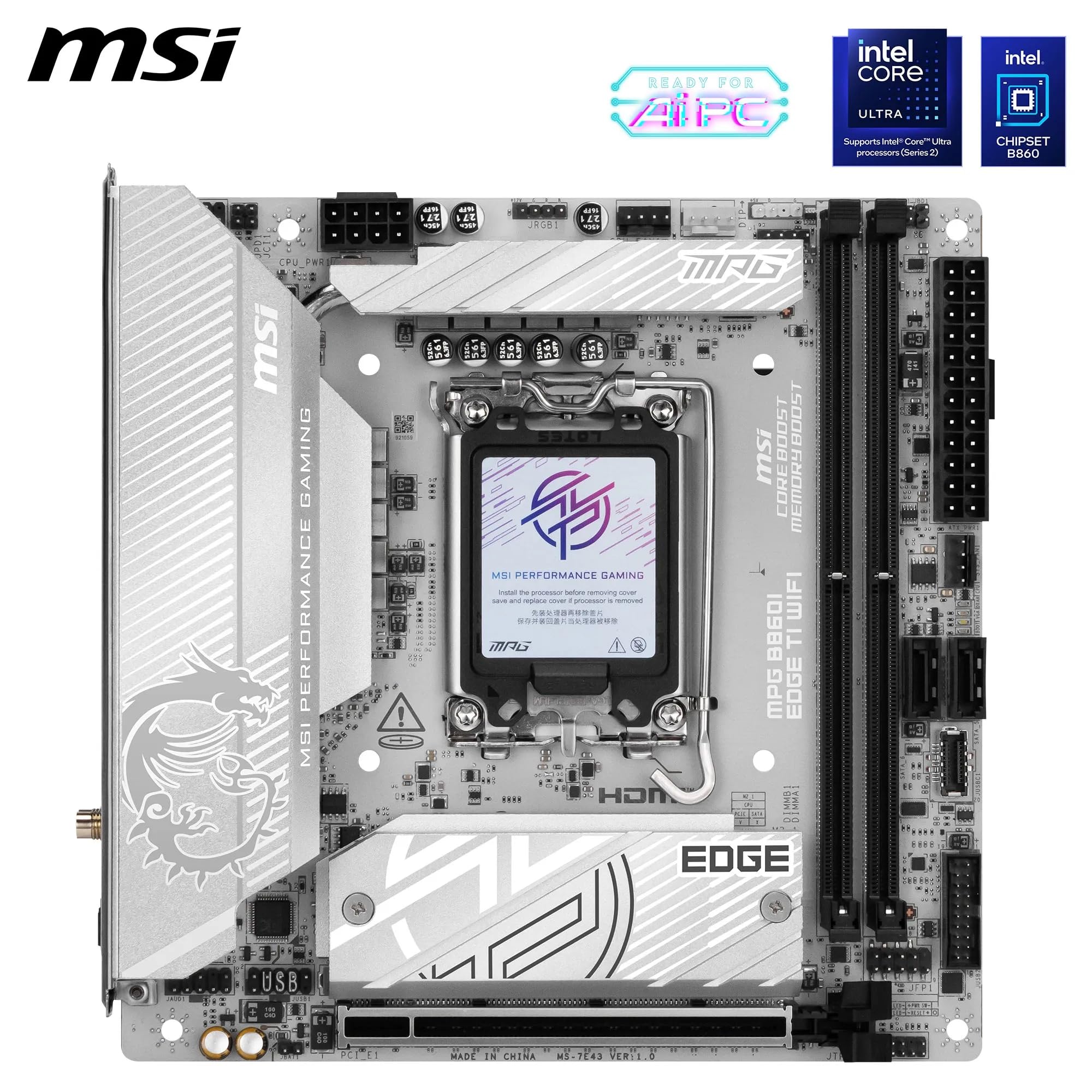 Amazon.com: MSI MPG B860I Edge TI WiFi Motherboard, Mini-ITX