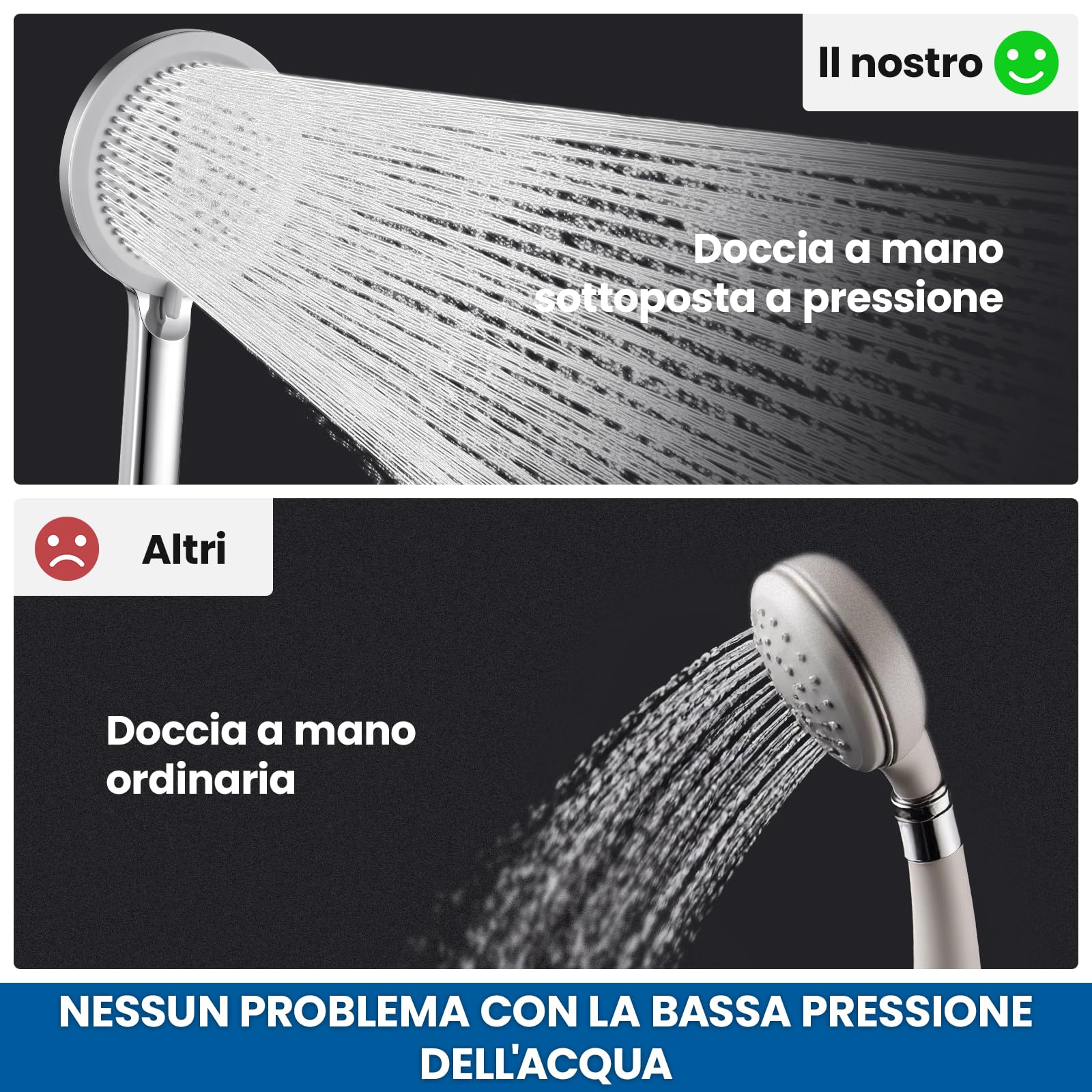 Auralum Saliscendi Doccia con Soffione, Set Doccia con Asta Doccia Saliscendi in Acciaio Inox (70cm), Inox Tubo Flessibile (150cm) e Soffione (4 Funzioni,12.7cm) con Supporto Soffione Doccia, Cromato