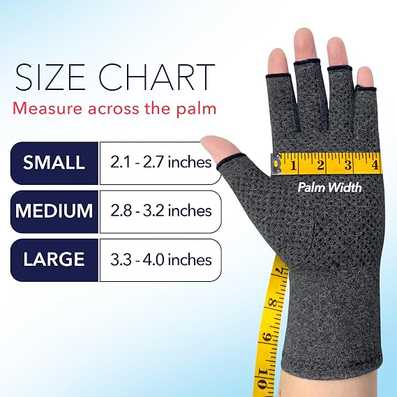 Doctor Developed Original Arthritis Compression Gloves for Women & Men - Fingerless Brace for Arthritis & Carpal Tunnel Support - Doctor-Developed - 1 Pair - Extra Grippy - Medium