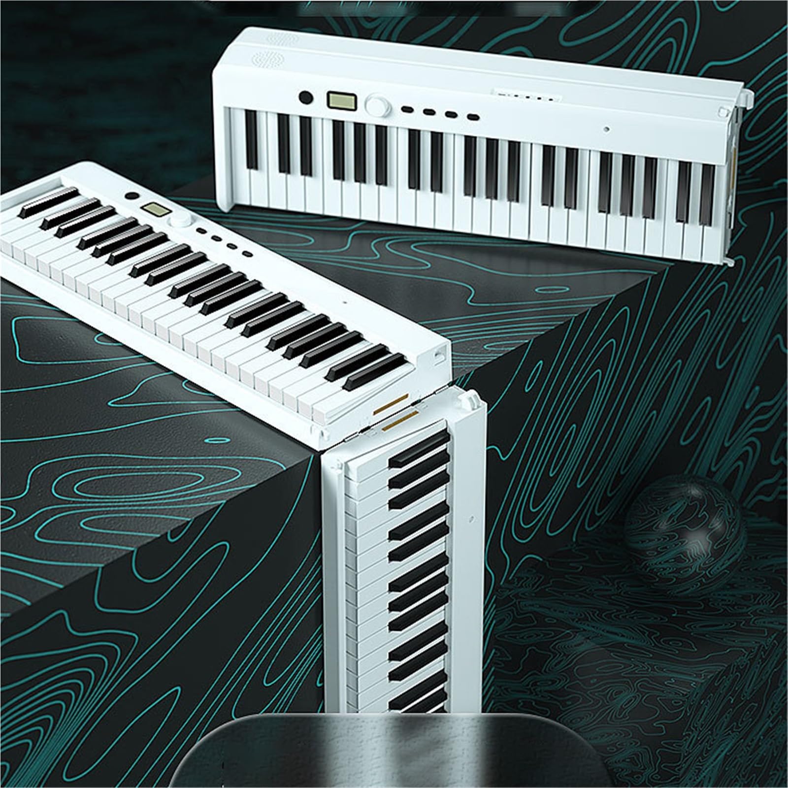 Tastiera Digitale Per Principianti Pianoforte Elettronico Portatile Pieghevole 88 Tasti Pianoforte Elettronico MIDI Ispessito(White)