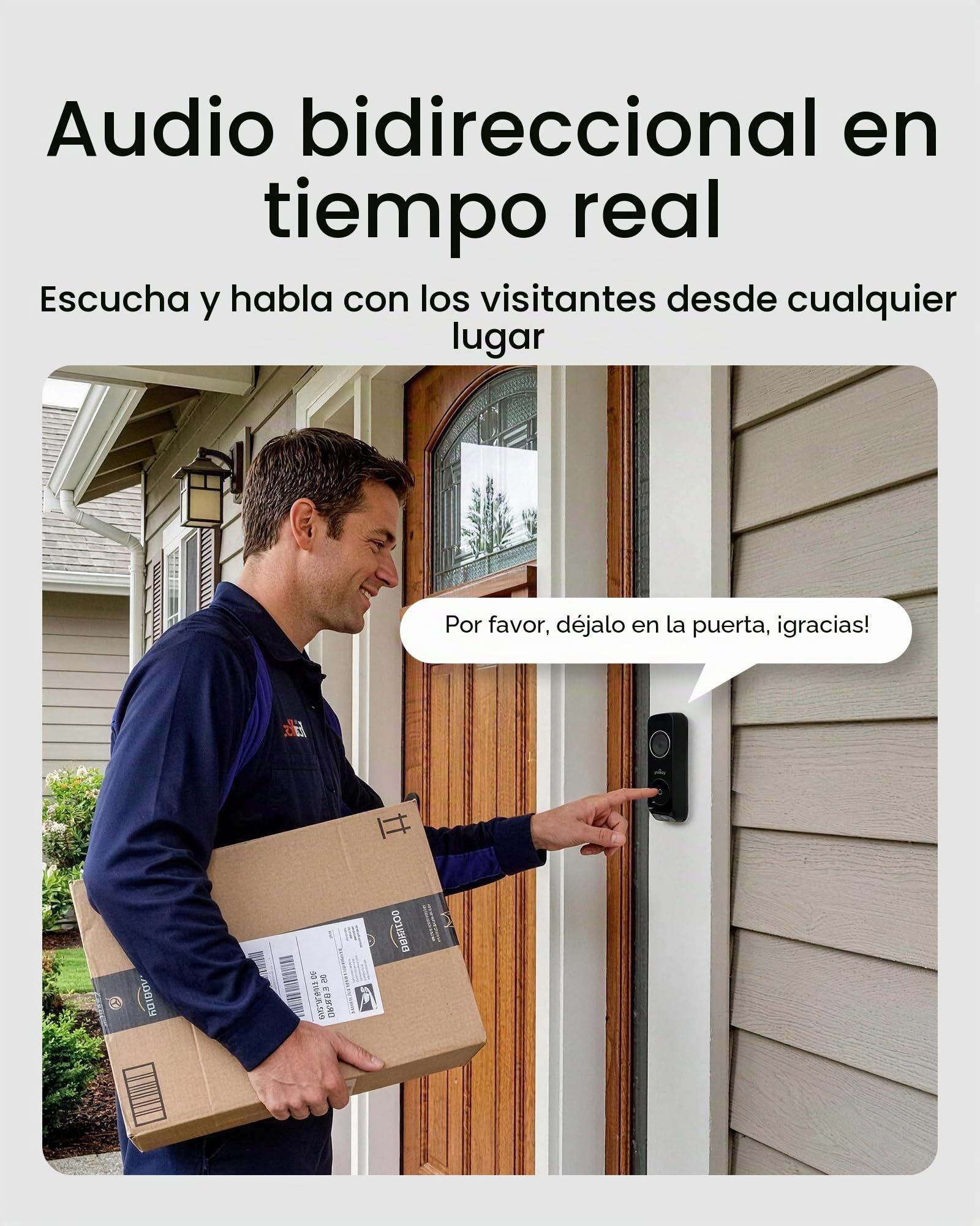 youkey Timbre inalámbrico de vídeo con Gong, sin cuota mensual, timbre de puerta con batería 2K con vídeo de cabeza a pies, detección de paquetes, 2,4/5 GHz WiFi 6, 8 GB de memoria, control de voz