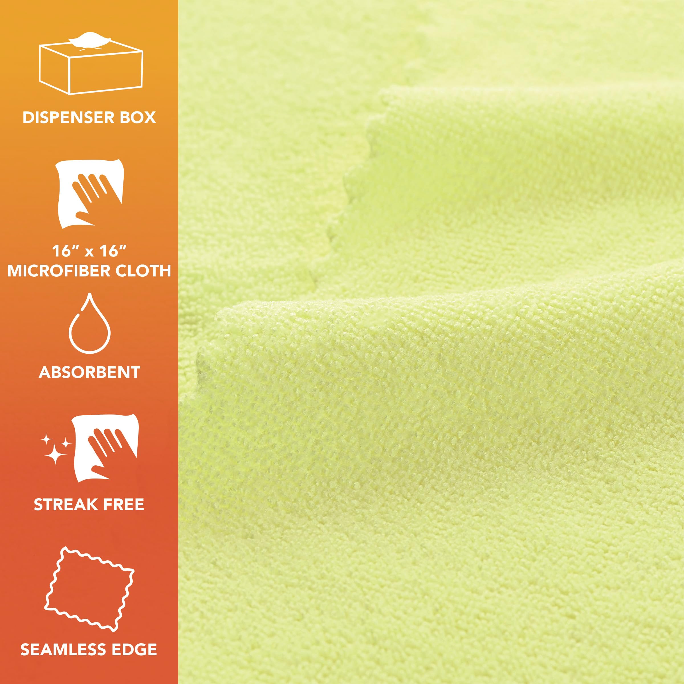 Arkwright Smart Rags in Box - (Bulk Case of 400) Lint Free, Large Microfiber Cleaning Cloth, Scratch & Streak-Free, Dispensable Wash Towels for Cars, Kitchen, and Window Glass, 16 x 16 in, Yellow