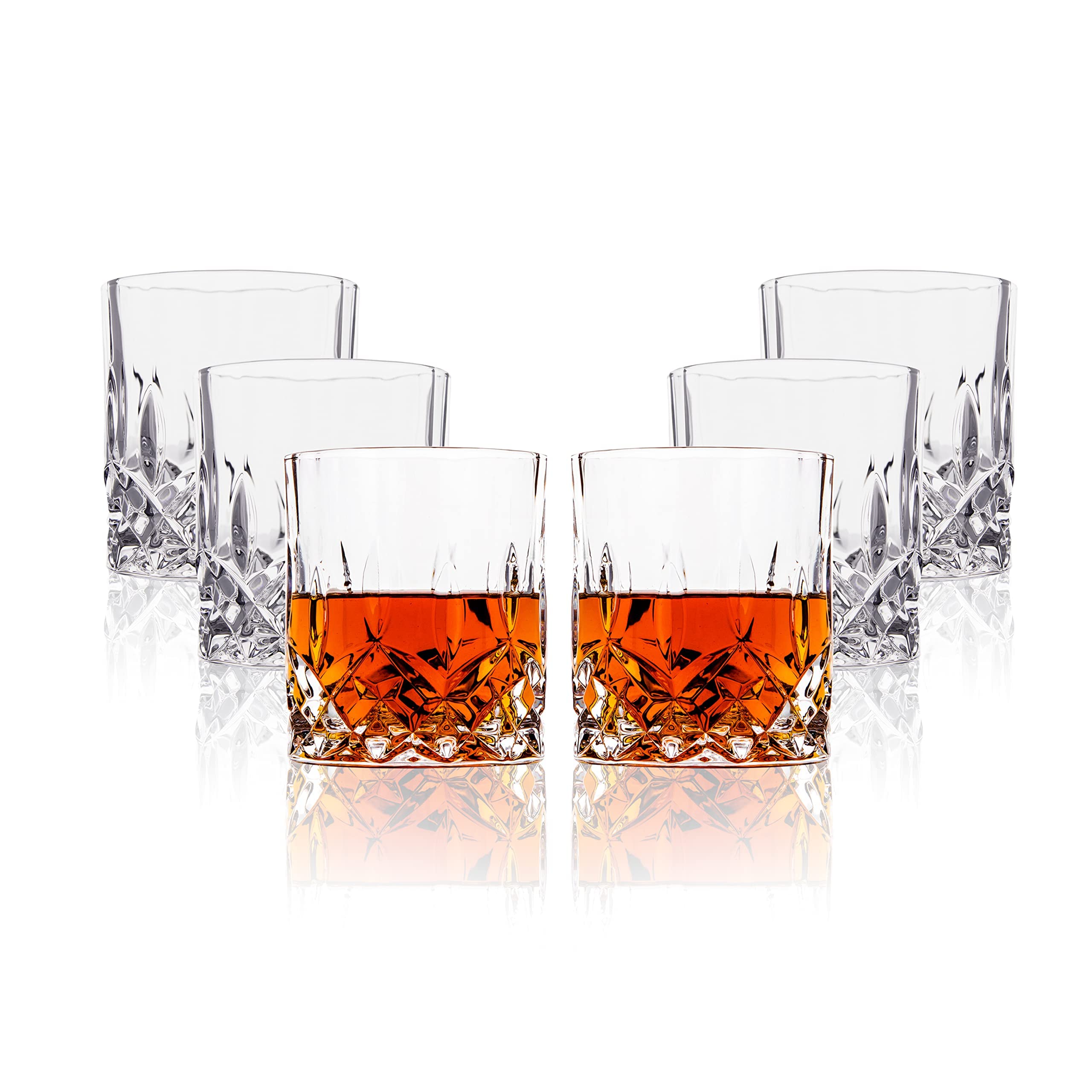 LEMONSODA Crystal Cut Old Fashioned Whiskey Glasses - 10oz Ultra-Clear Premium Lead-Free Crystal Glass Tumbler For Drinking Bourbon, Scotch, Cognac, Cocktails (Set of 6)