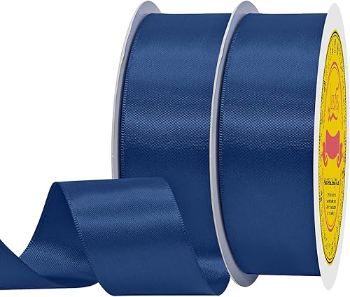 Miniatura 258 de Cinta de satén plateada de doble cara de 1-1/2 pulgadas x 50 yardas, cinta plateada de poliéster para envolver regalos, muy adecuada para bodas