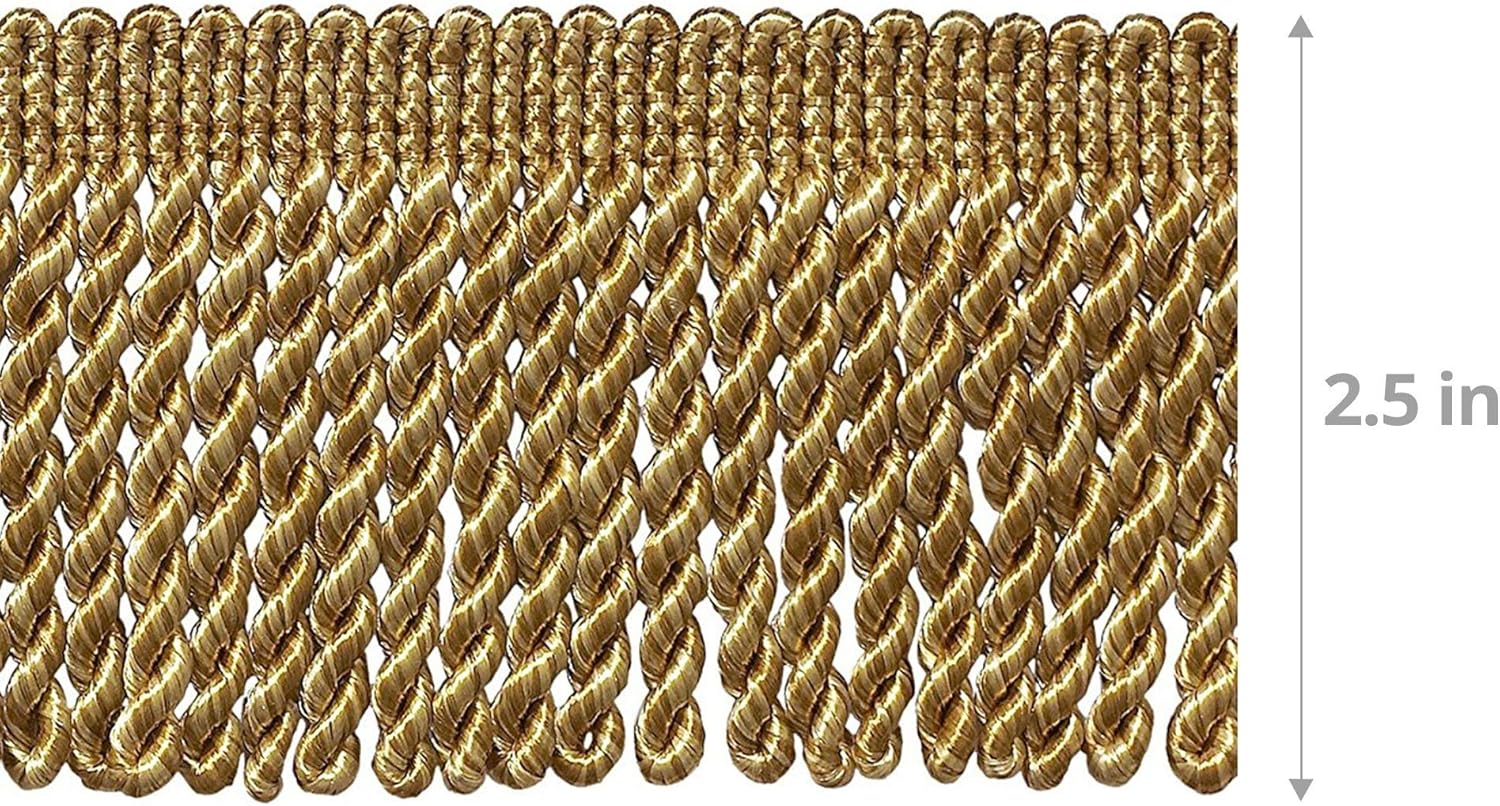 2 1/2" (6cm) Long Bullion Fringe Trim (Style# EF25) Two Tone Gold Multicolor #8534 (Two-Tone Gold, Light Gold/Dark Gold) 10 Yard Value Pack (30 ft/9.5m)