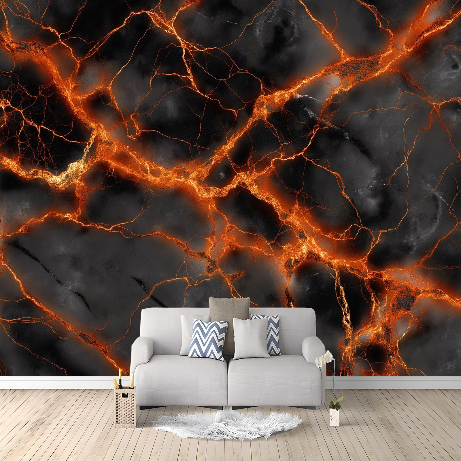 Générique Panoramiczna tapeta abstrakcyjny marmur tekstura magma czarny plakat ścienny z włókniny 200 x 140 cm dekoracja ścienna do salonu, sypialni, biura i tła telewizora