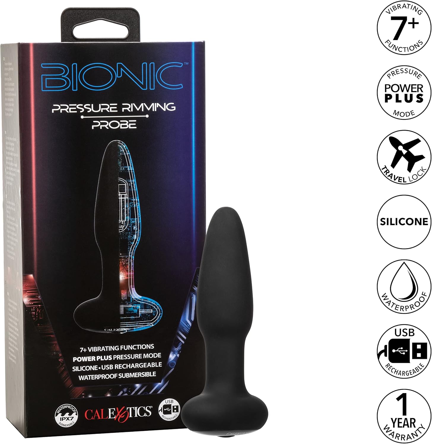 CalExotics Bionic Pressure Rimming Probe Anal Butt Plug Vibrator - SE-0850-05-3