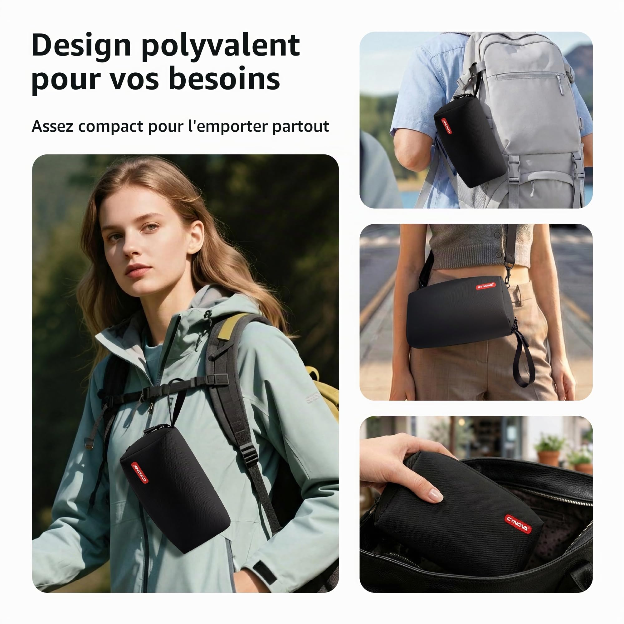 CYNOVA Sac de transport pour DJI Osmo Pocket 4, Osmo Pocket 4 avec bandoulière, grande capacité, étui de transport de protection pour Osmo Pocket 3, accessoires Osmo Pocket 4/3/Xtra Muse