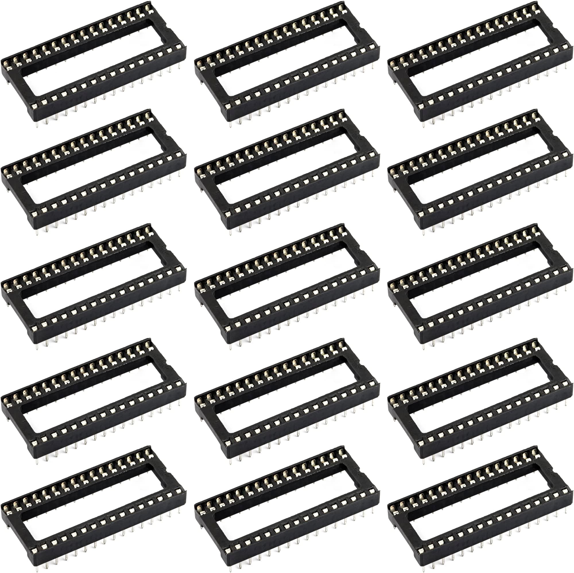 15pcs DIP IC Socket 32Pin Wide Solder Type Adaptors 2.54mm / 0.1" Pitch 15.2mm / 0.6" Row Pitch Dual Row 32 Flat Pins