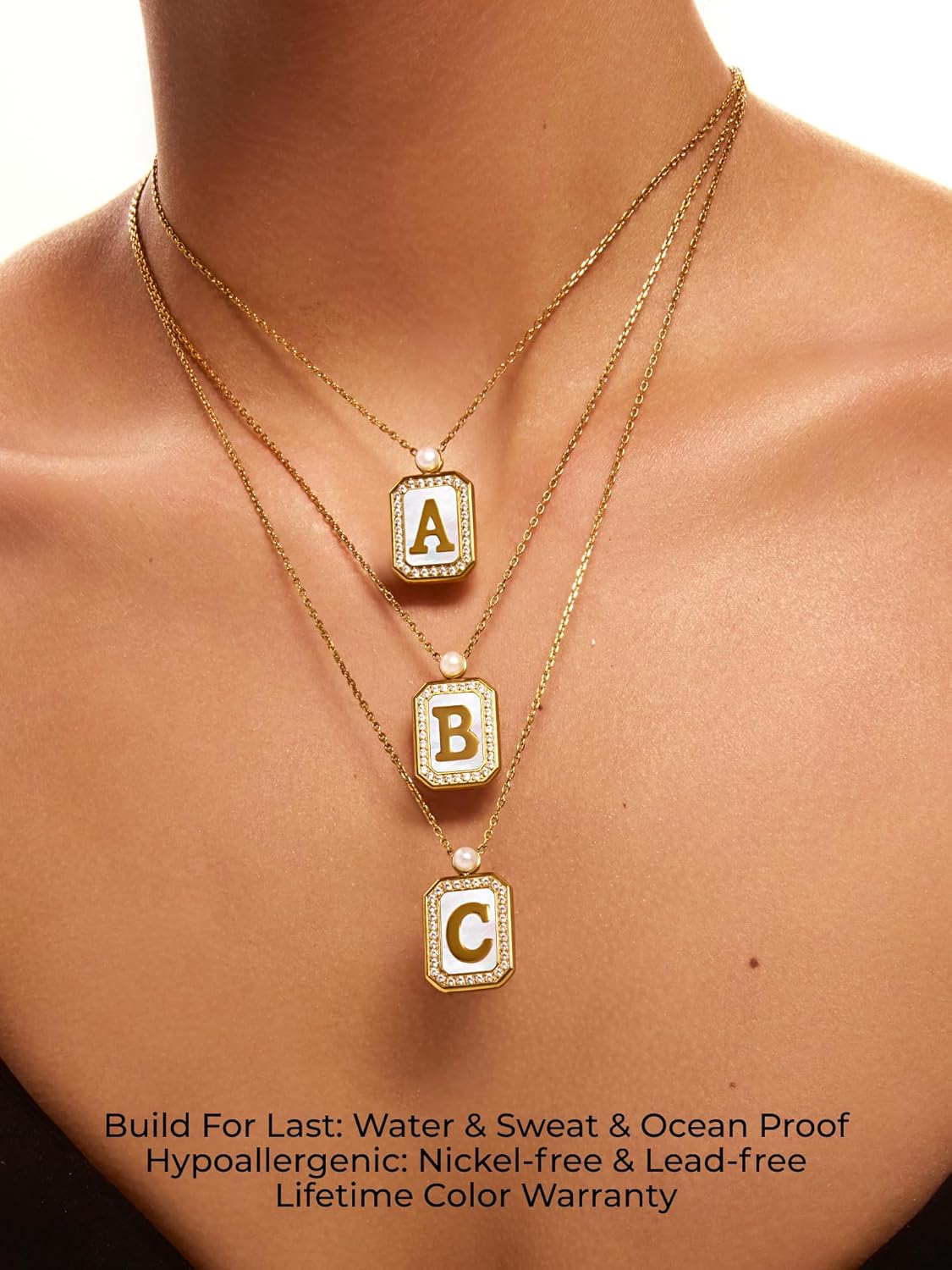 Personalized Elegance: Initial Necklace with Mother of Pearl Accents