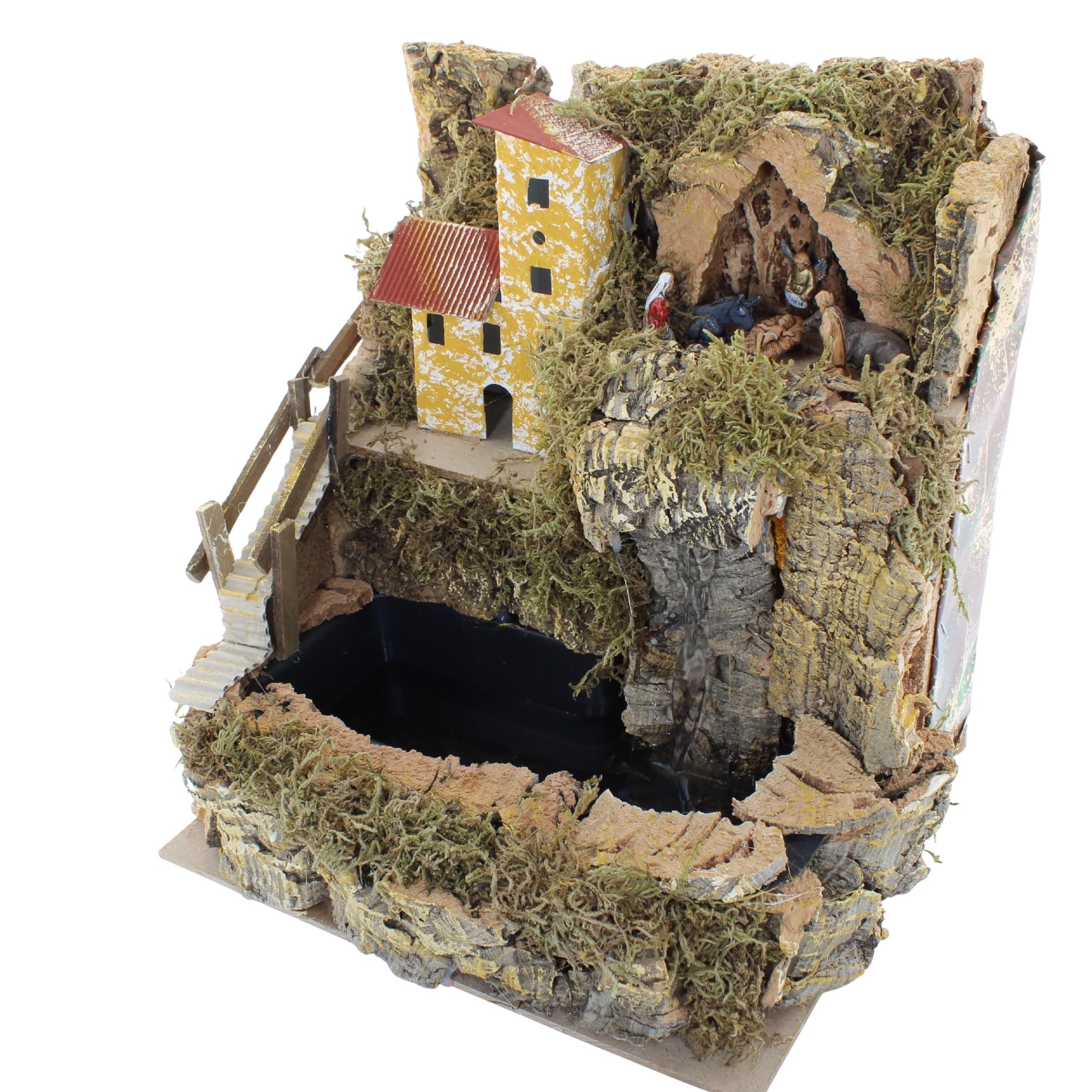 Moranduzzo Krippensorf mit Wasserfall, Schleier für Statuen, 10 cm, rustikales Handwerk, 24 x 21 x 26 cm, handgefertigt, offizielles Produkt, hergestellt in Italien
