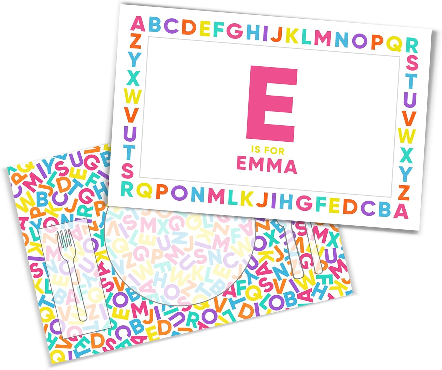 Tiny Expressions - Personalized Alphabet Plate with Customized Name and Colorful ABC Design | BPA Free | Dishwasher Safe