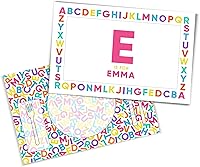 Vista 5 de Tiny Expressions - Placa personalizada del alfabeto con nombre personalizado y diseño colorido ABC Sin BPA Apta para lavavajillas