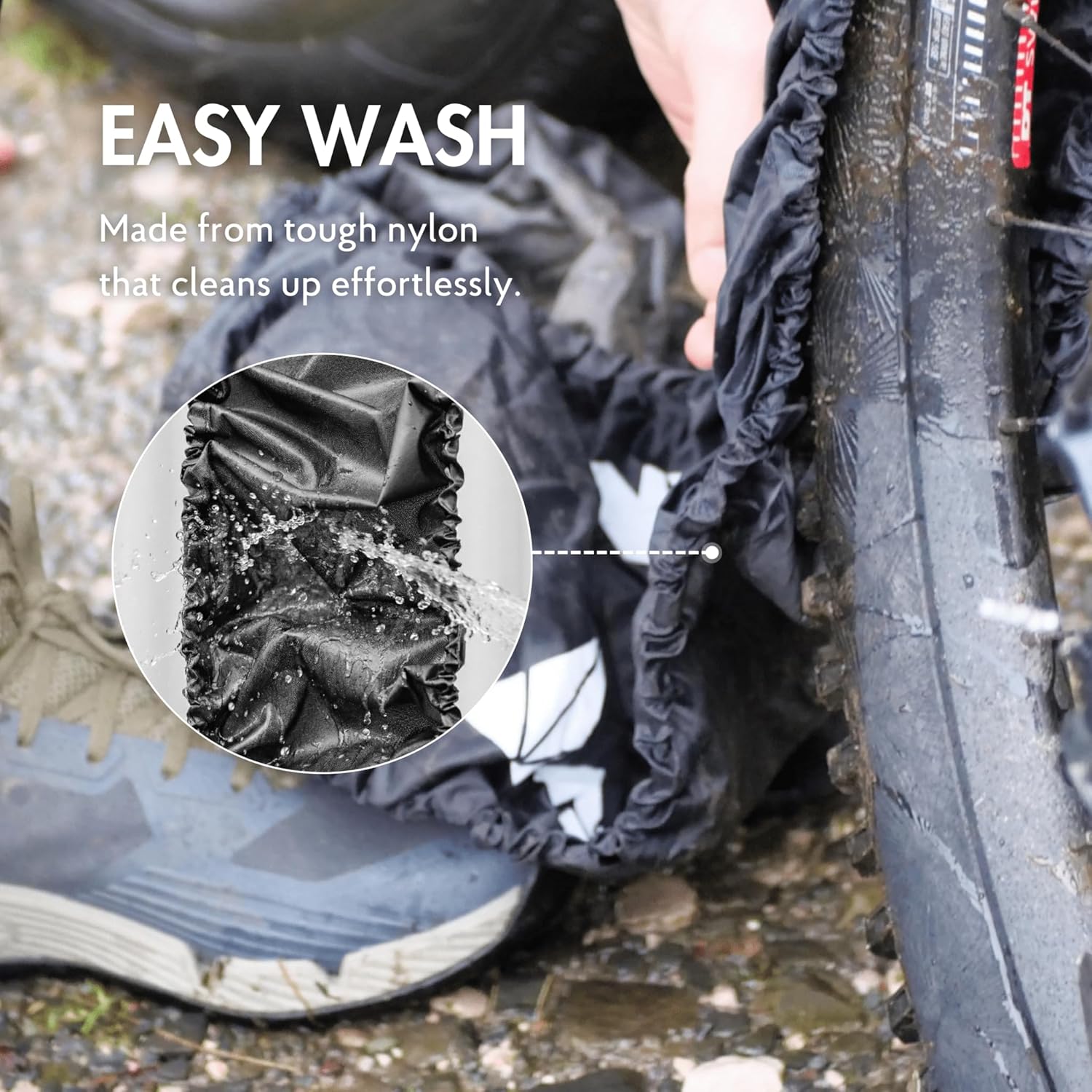 Granite Crust Bike Tire Covers - Fits 24–29 Inch Bicycle Wheels - Mud & Dirt Protection for Car and Home - Washable, Easy-Fit, Includes Compact Storage Bag