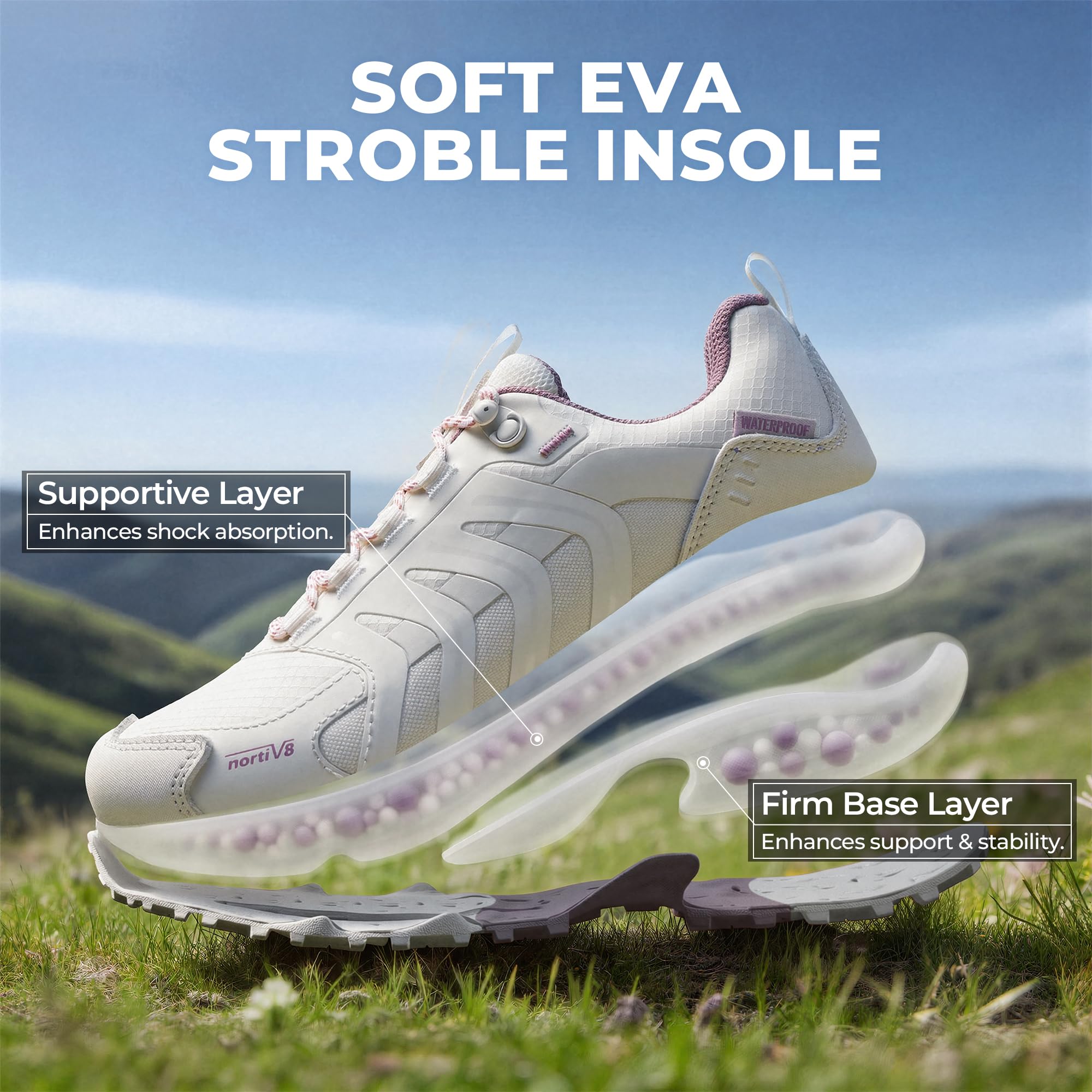 NORTIV 8 Armadillo FieldLite Chaussures de randonnée imperméables et légères pour la marche tout au long de la journée antidérapantes pour le trekking, le camping, l'escalade