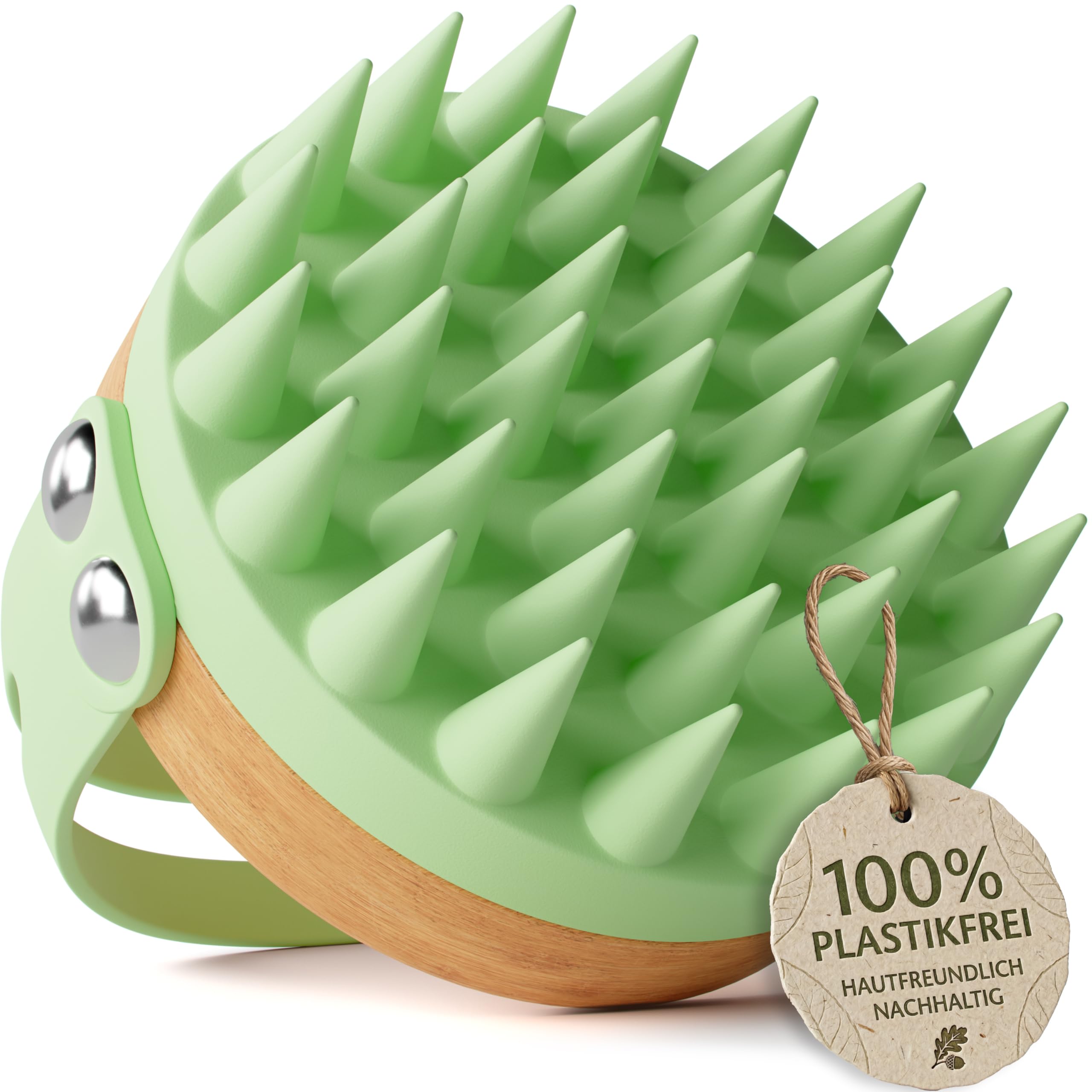 HELDSON® Premium Kopfhaut Massagebürste - FSC®100% - Kopfmassage Bürste - Scalp Massager Brush - Haar Massagebürste Haare - Hair Care Kopfhaut Peeling - Kopf Massage - Scalp Scrub [Jadegrün]
