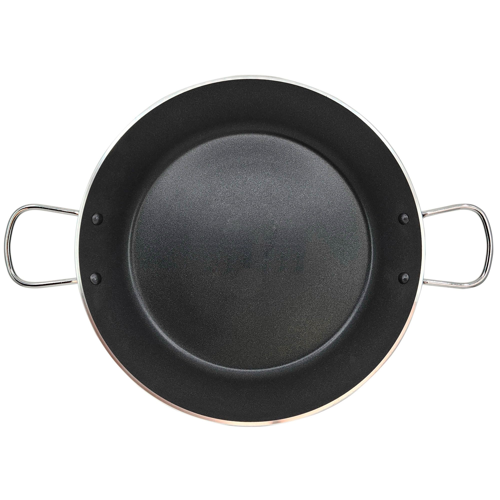 briebe Zafran Poêle à paella à induction anti-adhésive ILAG écologique sans PFOA, épaisseur 3 mm, aluminium pressé, convient à toutes les cuisines, vitrocéramique, gaz, four 46 cm