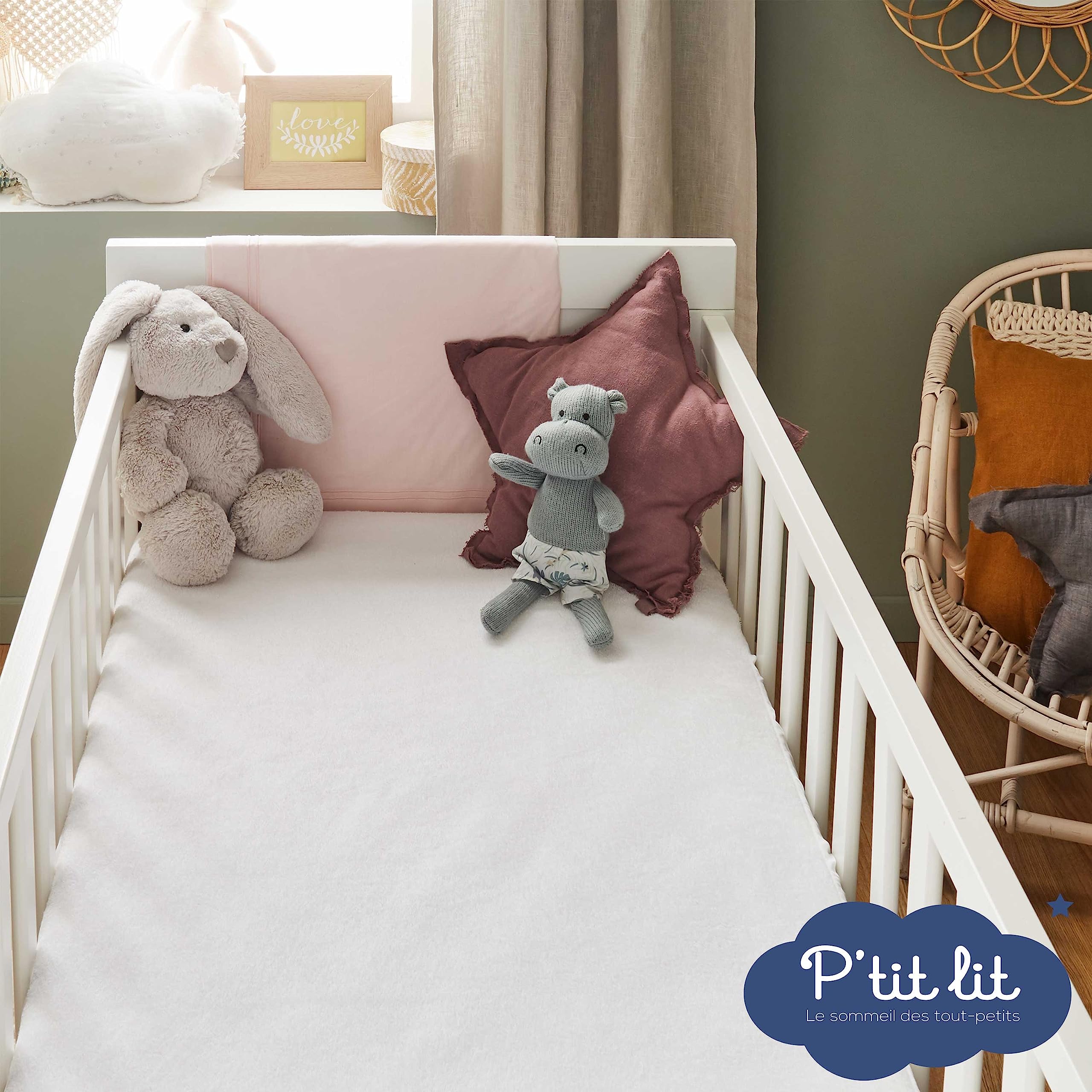 P'tit lit Protector colchón cuna de bambú, 60x120 cm| Protector Colchón Bebé Impermeable, Viscosa Suave y Sedosa, Sin tratamiento químico, Transpirable y Silencioso, Oeko Tex