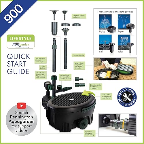 Miniatura 5 de Aquagarden Inpond 200 Filtro de estanque, bomba y clarificador UV, kit de mantenimiento de filtro Inpond 200 y bombilla UV de repuesto de 5 W