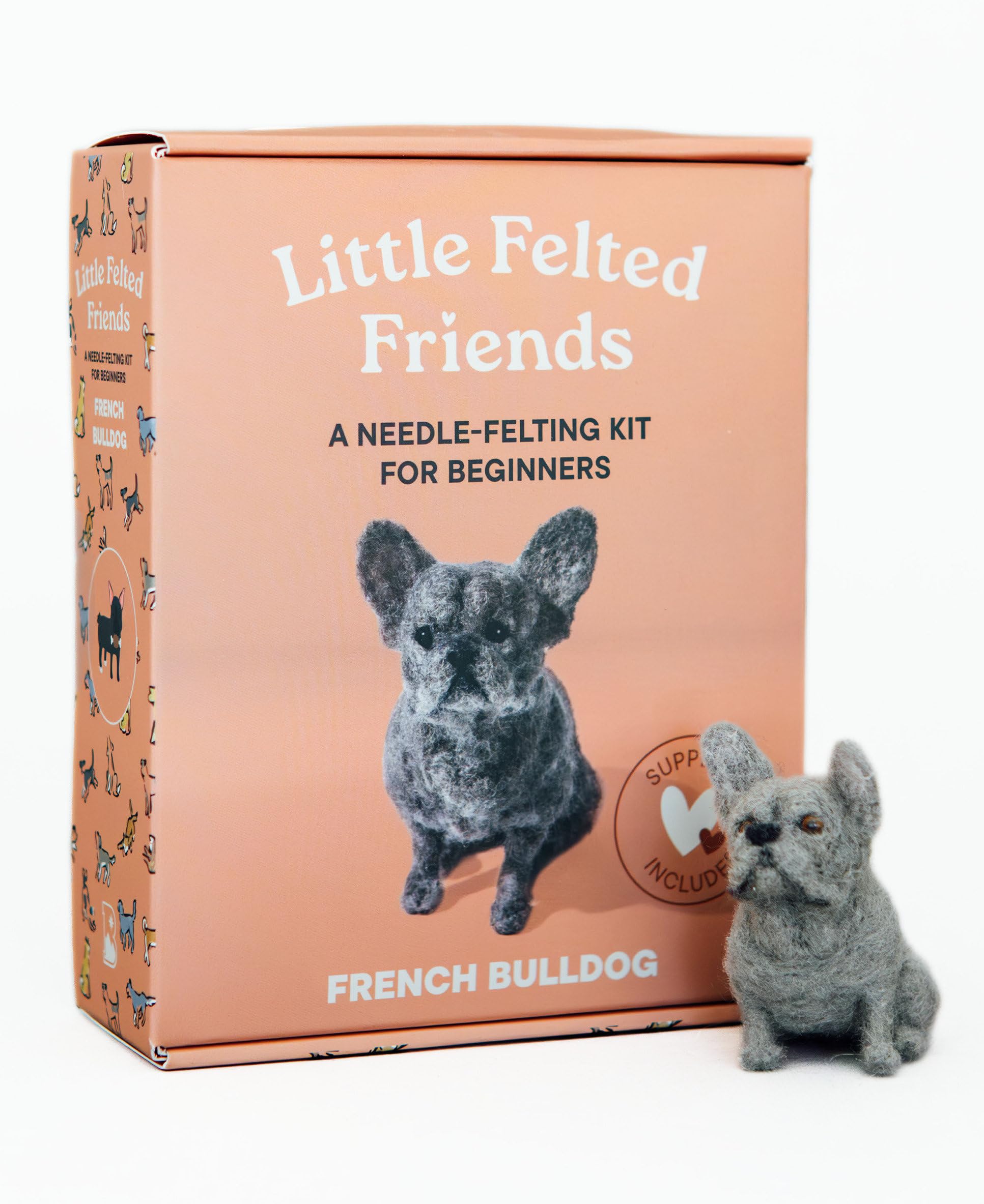Little Felted Friends: French Bulldog: Dog Needle-Felting Beginner Kits with Needles, Wool, Supplies, and Instructions