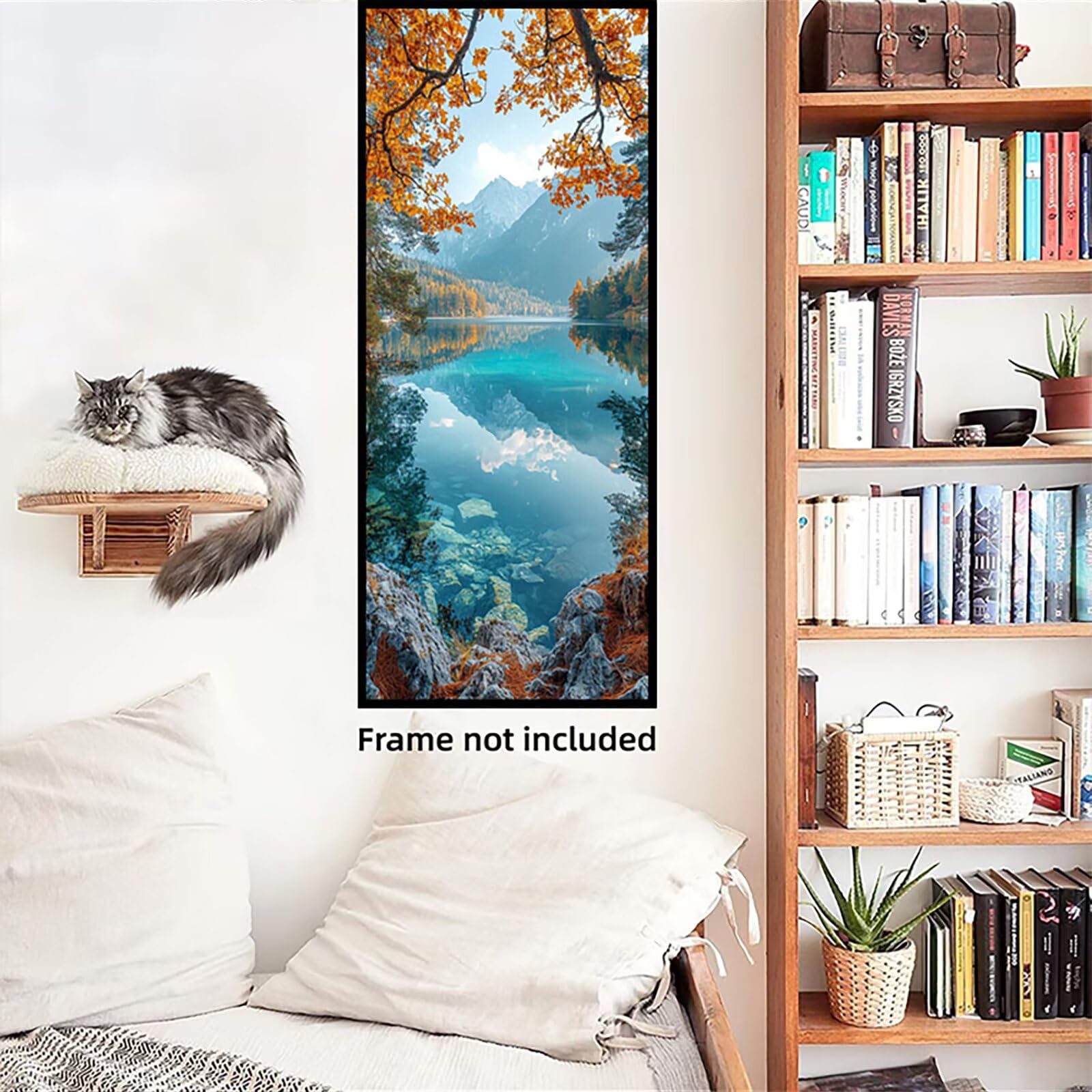 Malen Nach Zahlen 50x150cm Leinwand Seen Malen Nach Zahlen Erwachsene mit Ohne Rahmen, DIY Kreativ Set für Erwachsene mit Pinseln und Acrylfarbe, Zimmer Deko Berg Landschaft Geschenk, P0M-548