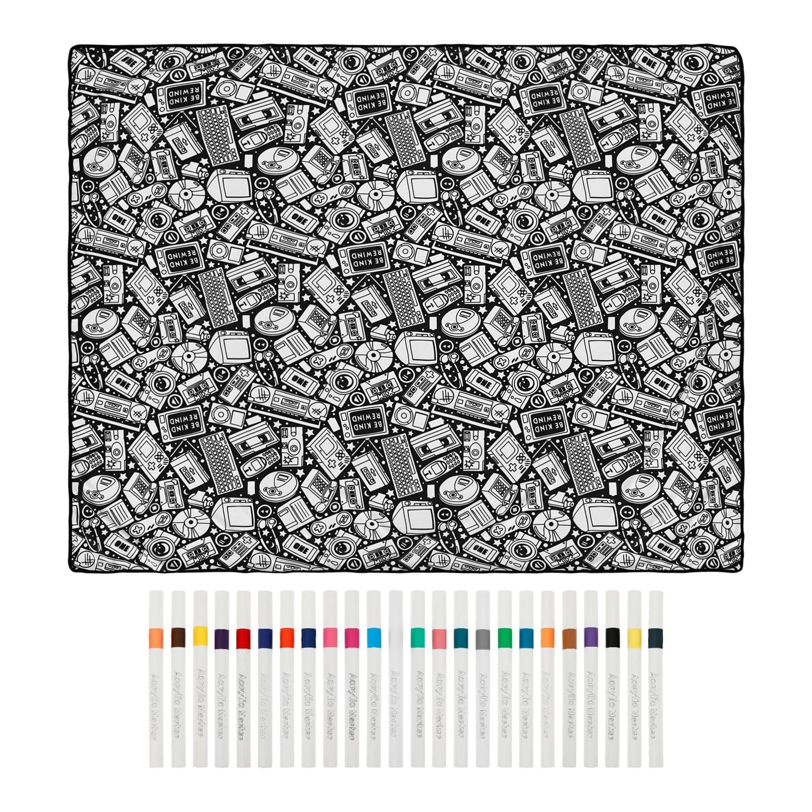 Vekoro diy coloring blanket DIY Coloring Blanket with 24 Colored Markers Creative(Sci Fi Design)